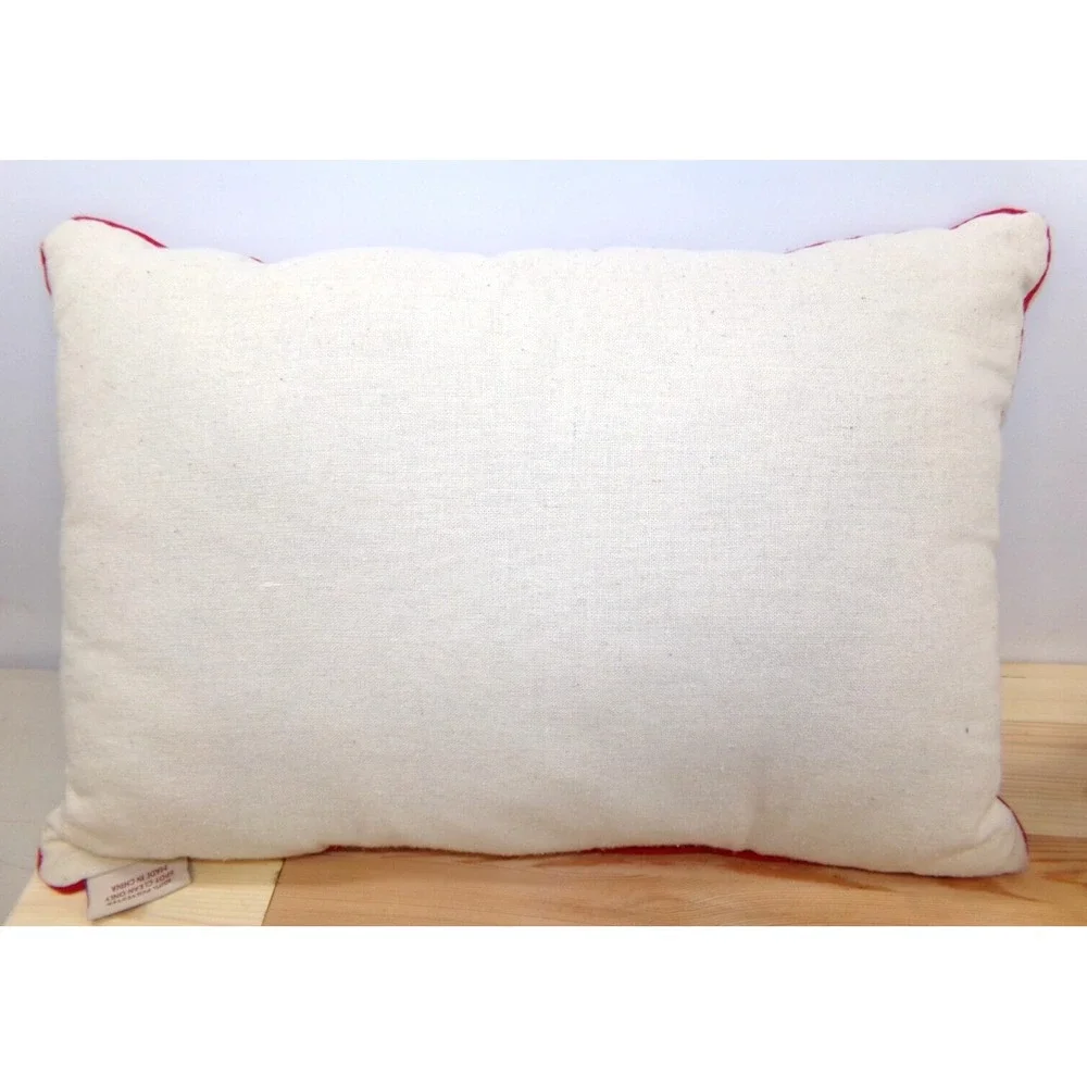 Stratford Home‎ Christmas Post Card Throw Pillows 19x14 Red Beige Set of 2